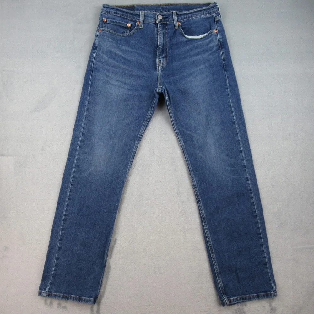 Levis 505 Regular Fit Jeans Mens 34x32 Blue Straight Leg Stretch 00505-2222